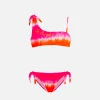 Mädchen-Bikini „Tye Die“ in Orange und Fuchsia