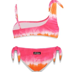 Mädchen-Bikini „Tye Die“ in Orange und Fuchsia