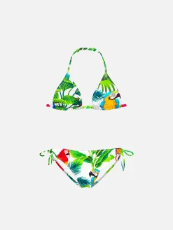 Mädchen-Bikini-Papageien-Druck