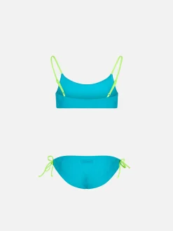 Mädchen-Bralette-Bikini aus Frottee mit geprägten Blumen