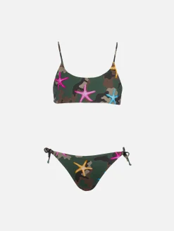 Mädchen-Bralette-Bikini Jaiden mit Seestern auf Tarnmuster