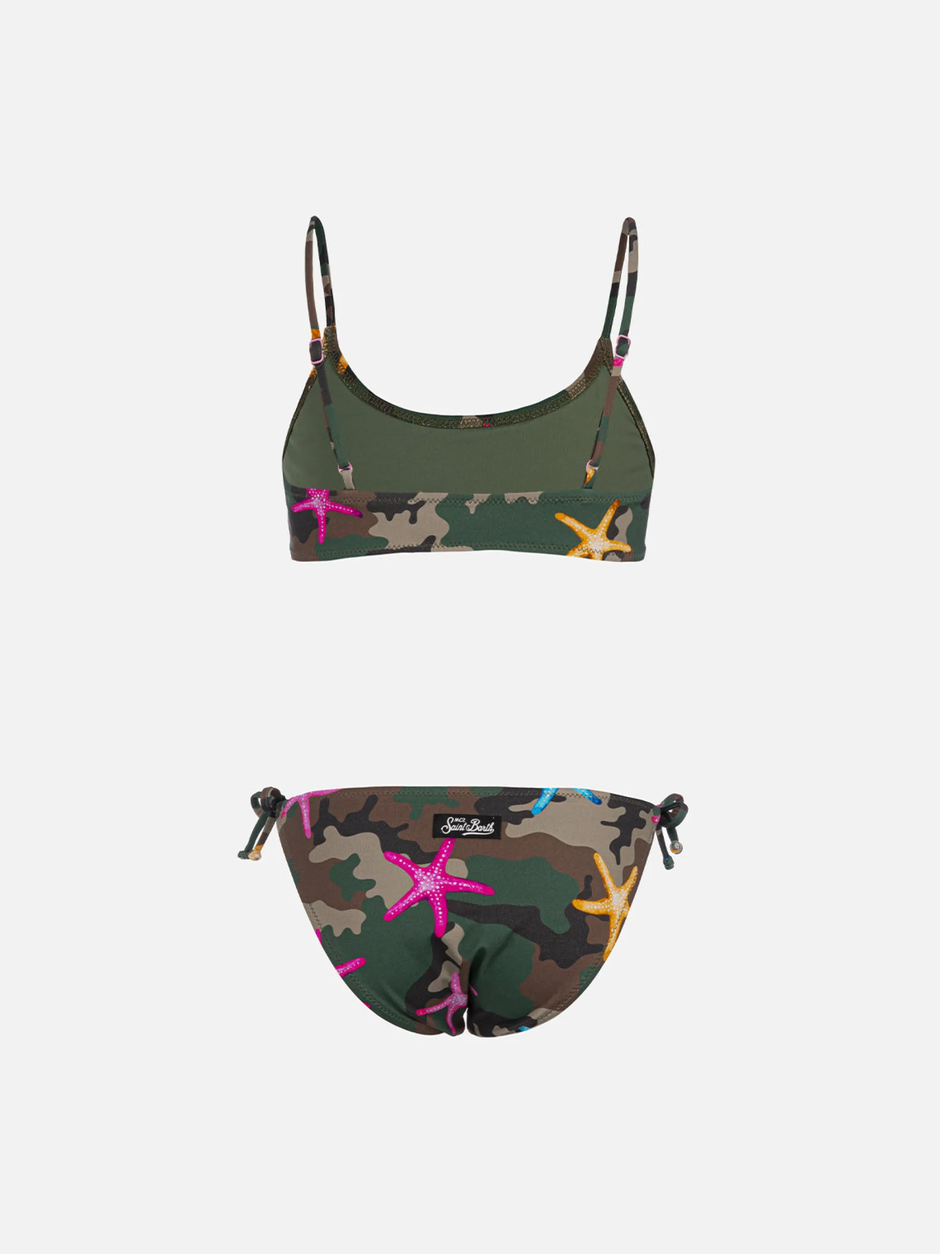 Mädchen-Bralette-Bikini Jaiden mit Seestern auf Tarnmuster