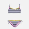 Mädchen-Bralette-Bikini mit marineblauen Streifen
