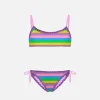 Mädchen-Bralette-Bikini mit mehrfarbigen Streifen