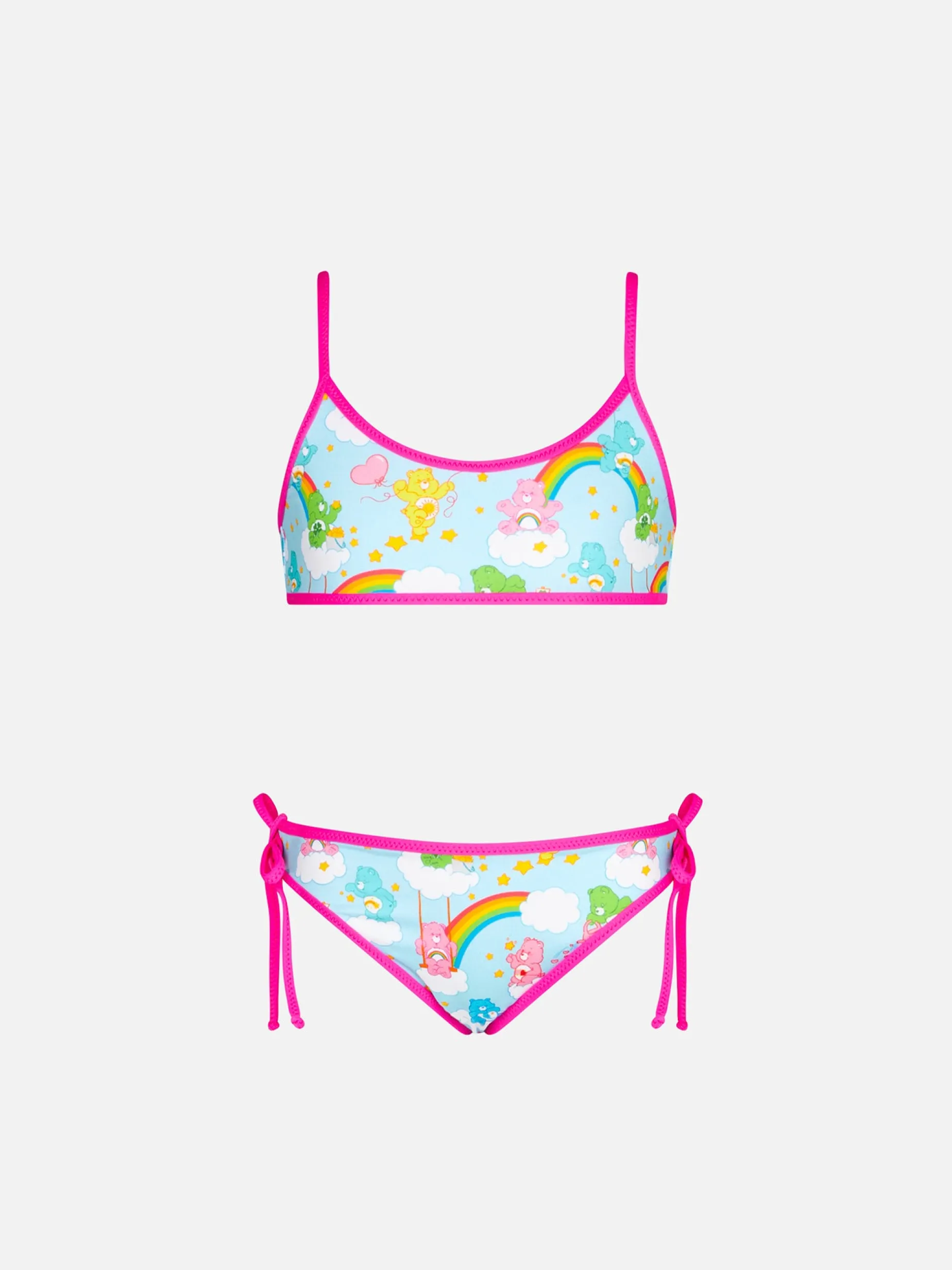 Mädchen-Bralette-Bikini mit Bären und Regenbögen | SONDEREDITION „PFLEGEBÄREN“.
