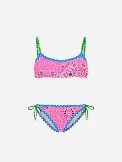 Mädchen-Bralette-Bikini mit Bandana-Print