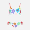 Mädchen-Bralette-Bikini mit mehrfarbigem Gänseblümchen-Print