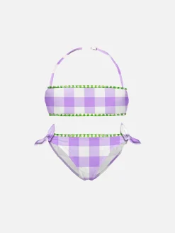 Mädchen-Bralette-Bikini mit Gingham-Karomuster