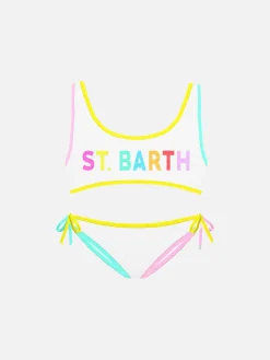 Mädchen-Bralette-Bikini mit St. Barth-Aufnähern