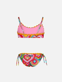 Mädchen-Bralette-Bikini mit mehrfarbigem Aufdruck