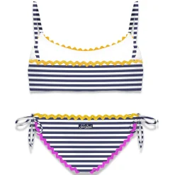 Mädchen-Bralette-Bikini mit marineblauen Streifen