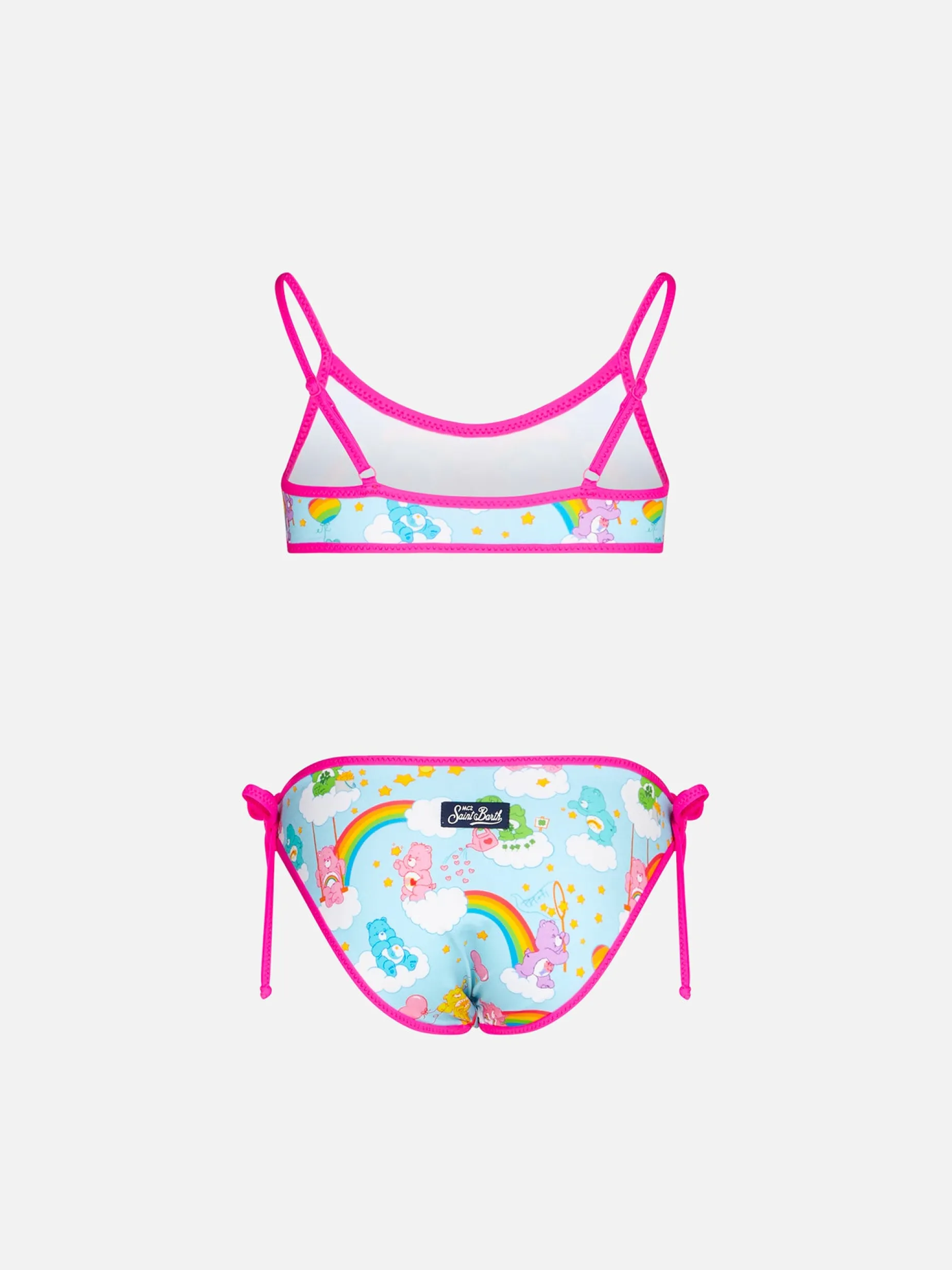 Mädchen-Bralette-Bikini mit Bären und Regenbögen | SONDEREDITION „PFLEGEBÄREN“.
