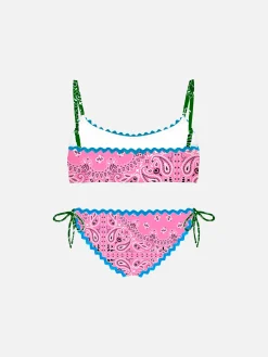 Mädchen-Bralette-Bikini mit Bandana-Print