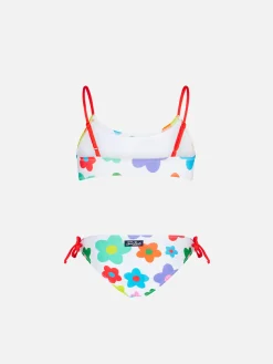Mädchen-Bralette-Bikini mit mehrfarbigem Gänseblümchen-Print