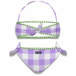 Mädchen-Bralette-Bikini mit Gingham-Karomuster