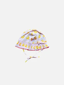 Mädchen-Enfant-Haube mit rosa Entenmuster