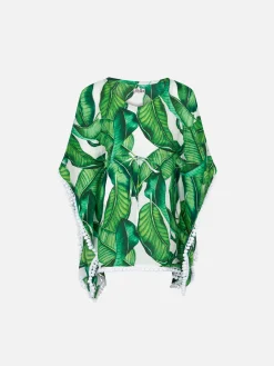 Mädchenkaftan mit Bananenblätter-Aufdruck