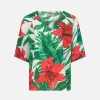 Mädchenkaftan mit Ibiskus-Print