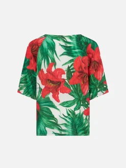 Mädchenkaftan mit Ibiskus-Print