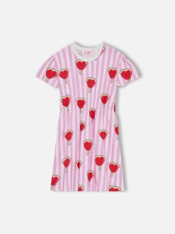 Mädchenkleid aus Baumwolljersey „Leila“ mit Herz-Wassermelonen-Print