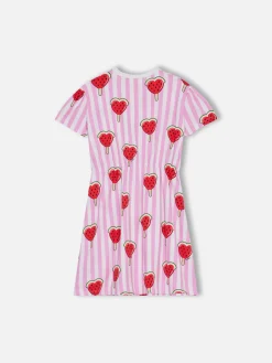 Mädchenkleid aus Baumwolljersey „Leila“ mit Herz-Wassermelonen-Print