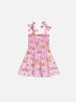 Mädchenkleid mit Einhorn-Katzen-Print