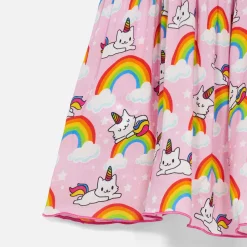 Mädchenkleid mit Einhorn-Katzen-Print