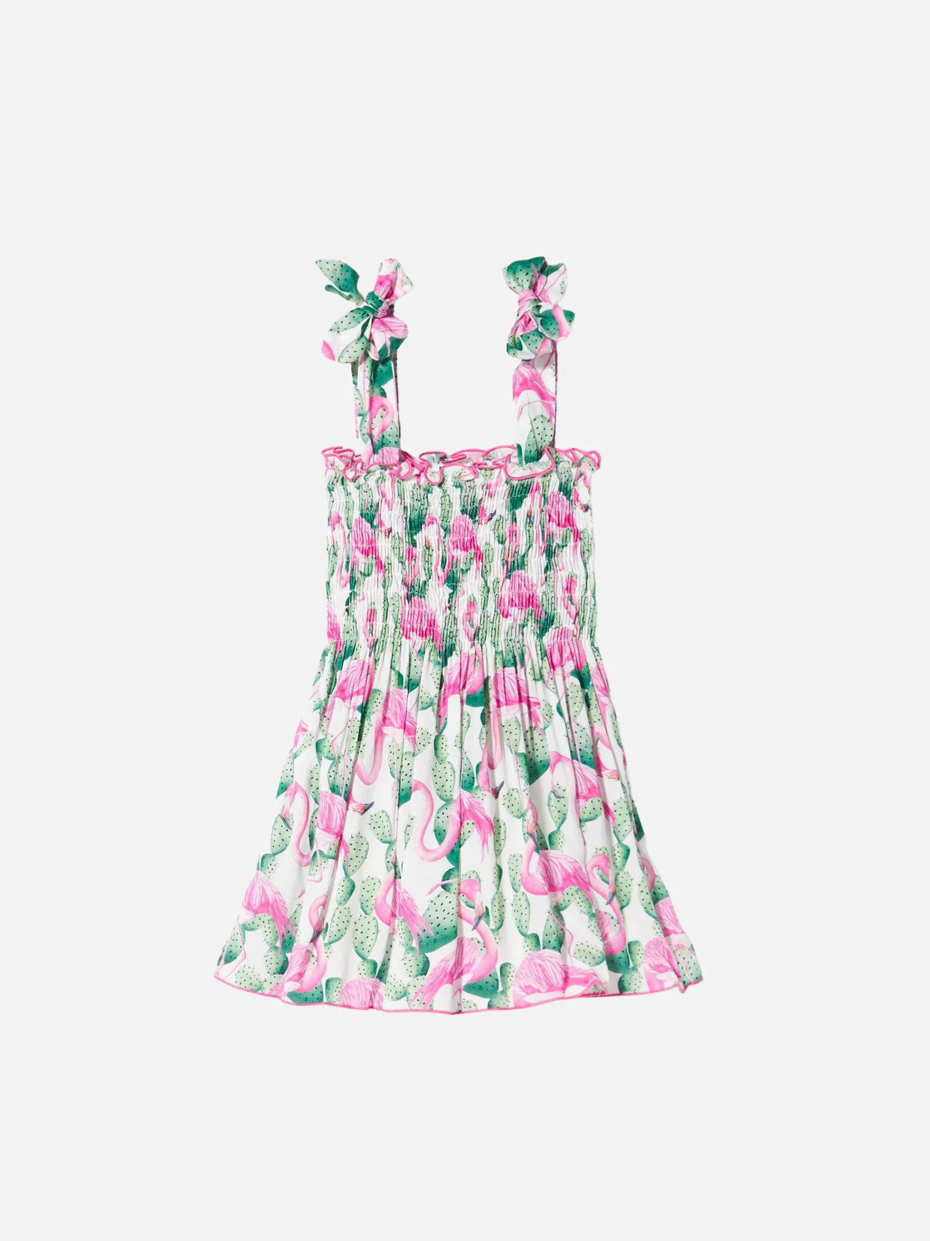 Mädchenkleid mit Flamingo-Print