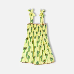 Mädchenkleid mit fröhlichem Kaktus-Print