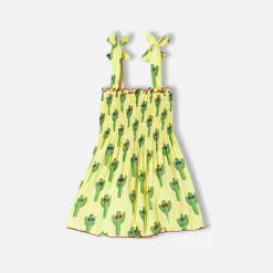 Mädchenkleid mit fröhlichem Kaktus-Print