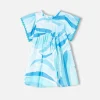 Mädchenkleid mit hellblauem Palmenprint
