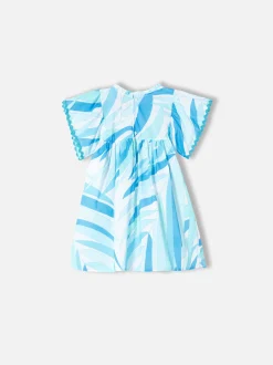 Mädchenkleid mit hellblauem Palmenprint