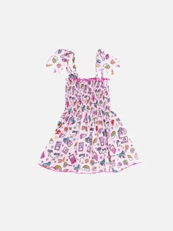 Mädchenkleid mit Regenbogendruck