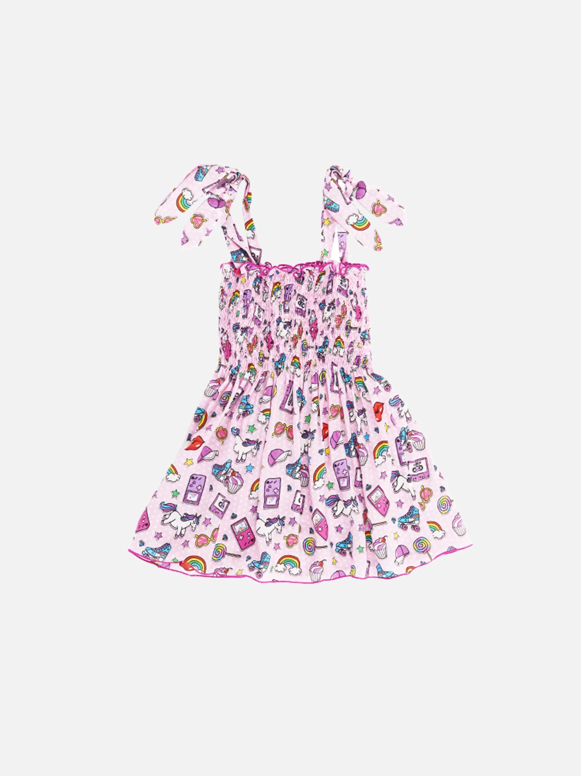 Mädchenkleid mit Regenbogendruck