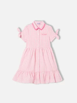 Mädchenkleid mit weißem und rosa Gingham-Print