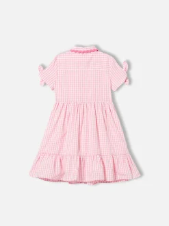 Mädchenkleid mit weißem und rosa Gingham-Print