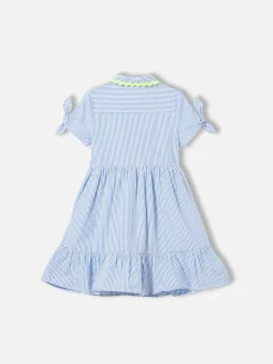Mädchenkleid Queenie mit weißen und hellblauen Streifen