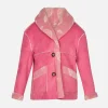 Mädchen-Lammfelljacke mit Paisley-Print