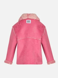 Mädchen-Lammfelljacke mit Paisley-Print