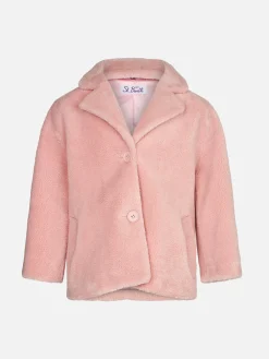Mädchenmantel aus rosa Teddystoff