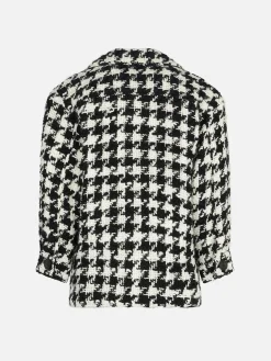 Mädchen-Overshirt-Jacke mit Pied-de-Poule-Print