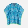 Mädchenponcho mit hellblauem Bandana-Print
