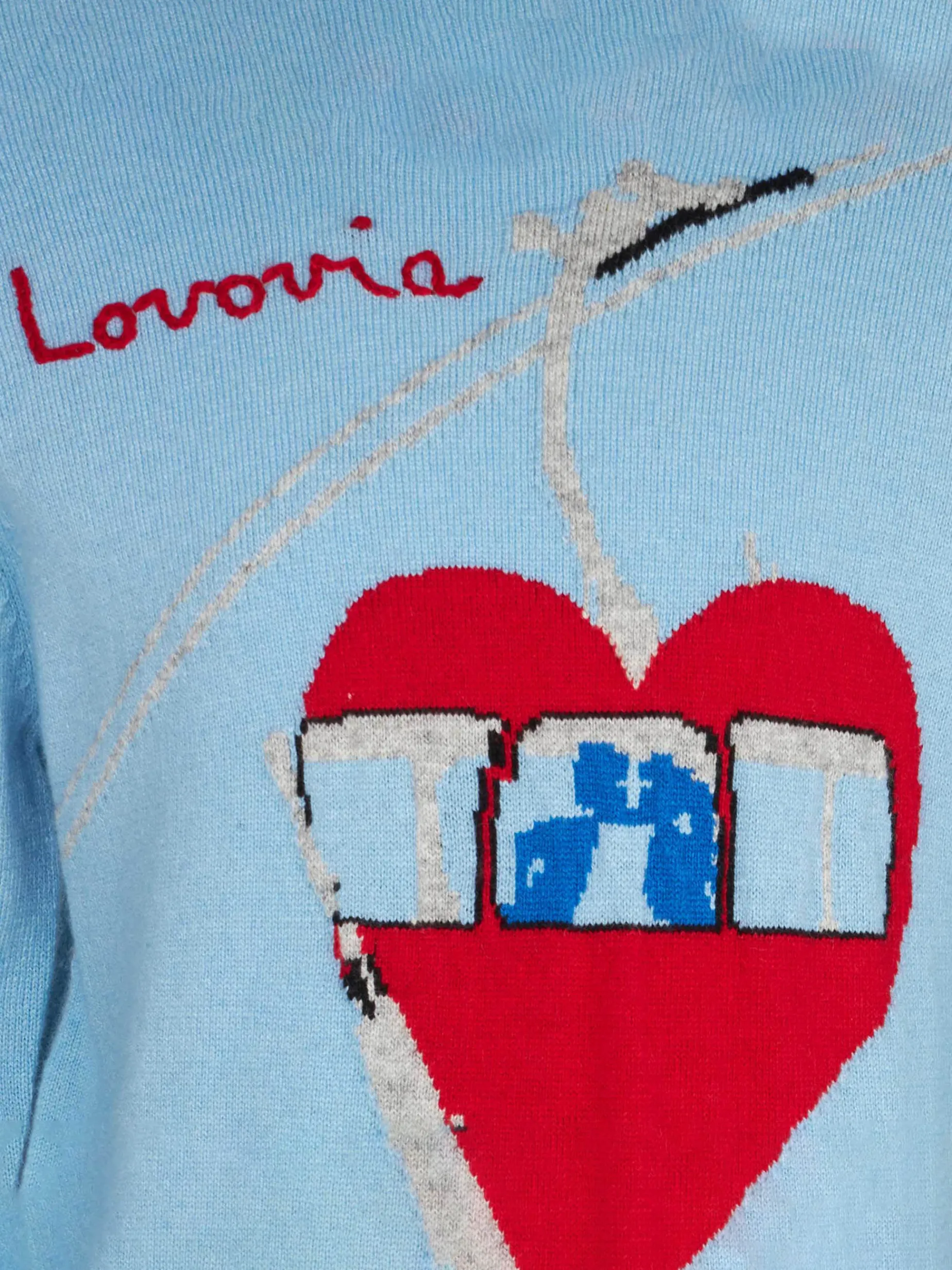 Mädchenpullover im Vintage-Postkartenstil mit Lovovia-Stickerei