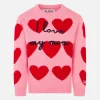 Mädchenpullover mit Herzaufdruck und „I Love my Mom“-Stickerei