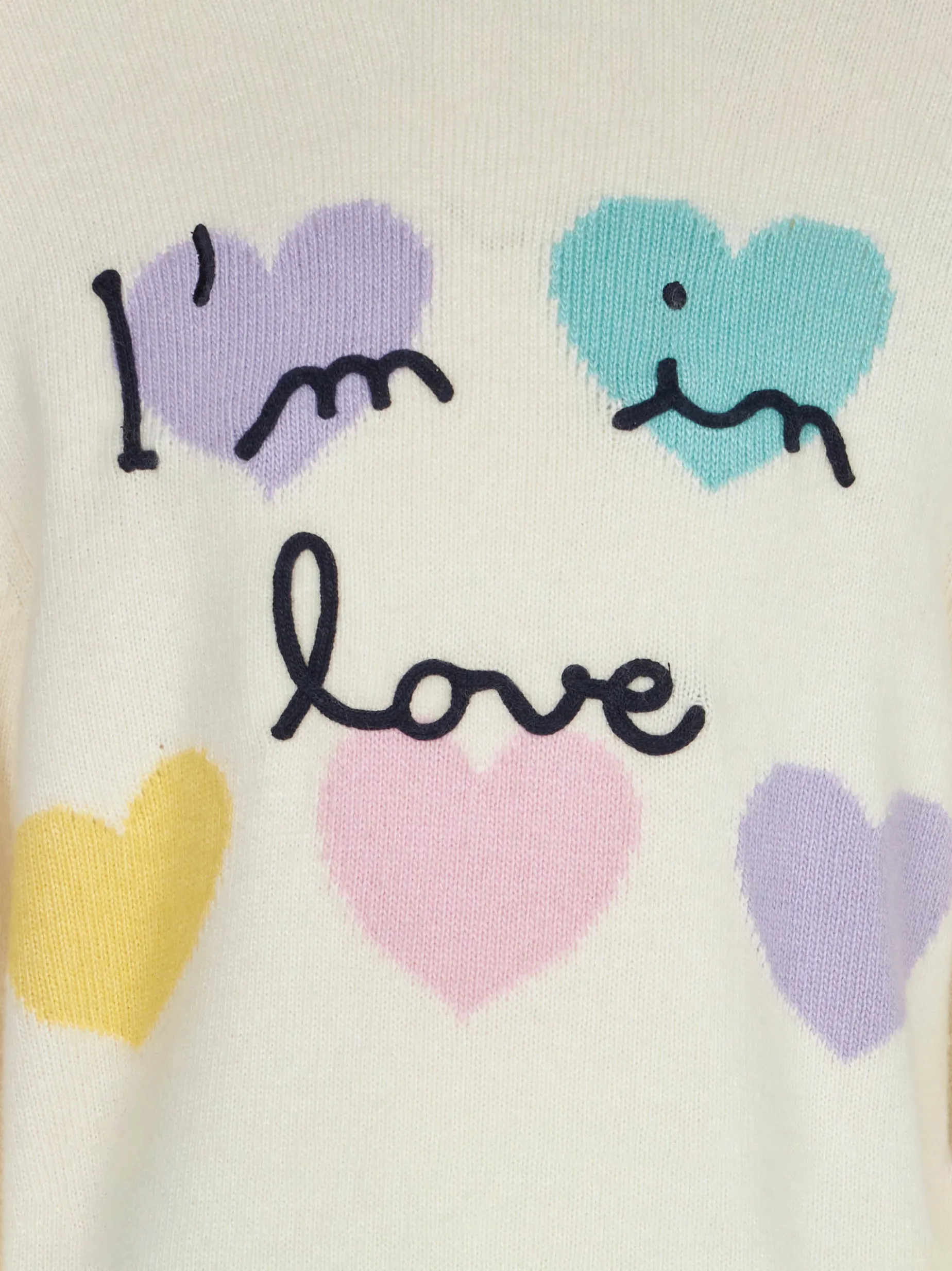 Mädchenpullover mit Herzaufdruck und „I'm in Love“-Stickerei