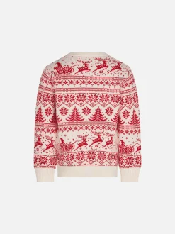 Mädchenpullover mit „I believe in Santa“-Jacquard-Print