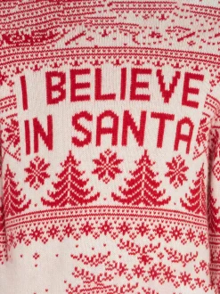 Mädchenpullover mit „I believe in Santa“-Jacquard-Print