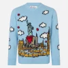 Mädchenpullover mit Rundhalsausschnitt und New-York-Postkarte