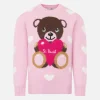 Mädchenpullover mit Rundhalsausschnitt und Teddybär-Stickerei