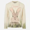 Mädchen-Pullover mit Rundhalsausschnitt und Häschen-Print
